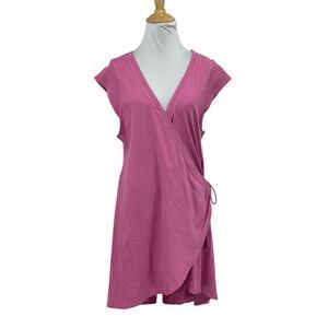 Daily Practice Dress L Large Womens Pink Montauk V Neck Faux Wrap Anthropologie